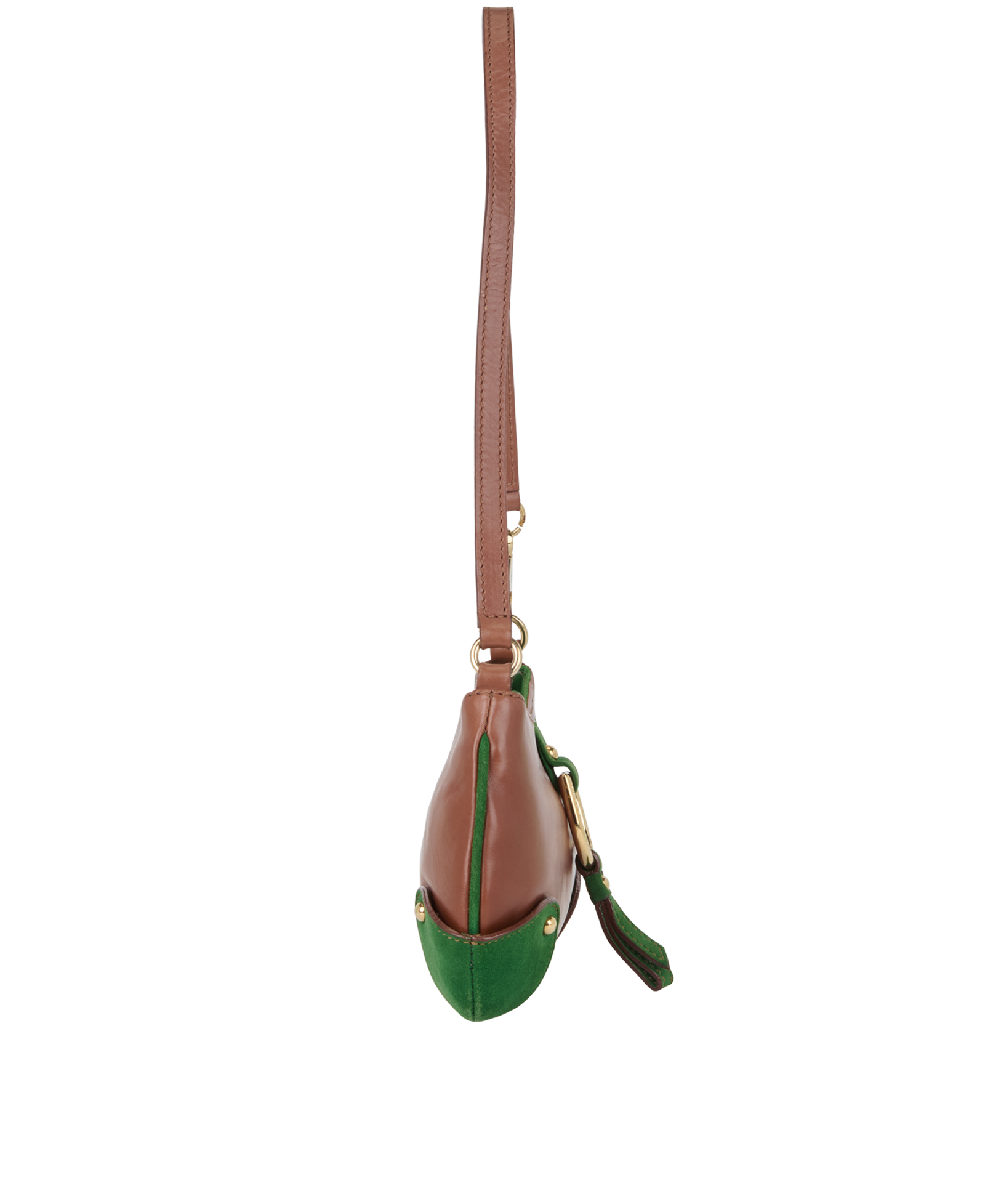 D-Ring Shoulder Bag, &pound;230, Handbags, Brown, Leather, Side view